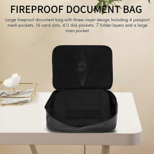 Fireproof Document Storage Lock Bag,Carry Wallet,Multi-Layer Portable Document Storage,Suitable for 2