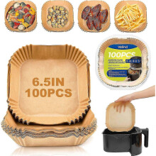 Ninja AF100 AF101 AF161 Air Fryer Paper Liners, 125Pcs Unbleached Non-Stick Parchment Baking Sheets