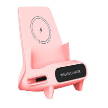 Support de Chargeur Sans Fil pour Téléphone Portable, Station de Charge Rapide 15 W, Rose.