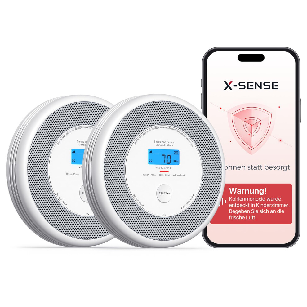 X-Sense Wi-Fi Combination Smoke And Carbon Monoxide Alarm With English Voice Alerts, Smart Smoke Alarm For Home With Replaceable Battery, Xp0a-Ir, 2-P 850066548189