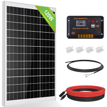 ECO-WORTHY 120W 12V Solar Panel Kit 0.5kWh/Day Off-Grid Kit for Motorhome Campervan Boat Camping:120W Mono Solar Panel + 30A PWM Solar Charge Controll