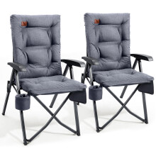 EVER ADVANCED Luxury Camping Chairs 2 Set for Adults Heavy Duty High Back Oversized Folding Garden Chair Comfy Padded 6cm Loadable 150kg Adjustable Di