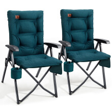 EVER ADVANCED Luxury Camping Chairs 2 Set for Adults Heavy Duty High Back Oversized Folding Garden Chair Comfy Padded 6cm Loadable 150kg Cam Adjustabl