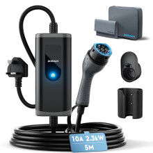bokman EV Charger Type 2 to 3 Pin Plug, 5M | 2.3kW | 10A | IP65 Waterproof, Electric Car Charger Type 2 Charging Cable 3 Pin with LED Indicators & Car