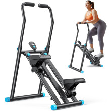 MERACH Upgraded Stair Stepper Exercise Machine for Home Gym, Foldable Vertical Stair Climber with Adjustable 3 Level Resistance, Extended Step Range (