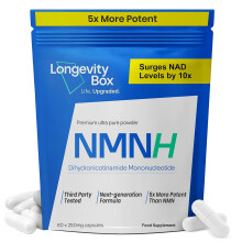 Longevity Box NMNH NMN Alternative 60 x 250mg - 5X More Potent Than NMN, Advanced NAD+ Booster, Dihydronicotinamide Mononucleotide for Healthy Aging,