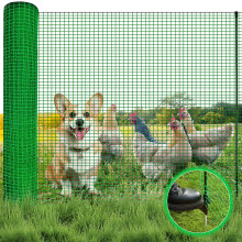 Signstek Barrier Fencing Mesh, 0.9m x 15m with 9 Pack Fencing Pins, Temporary Garden Outdoor Dog Fence Reusable Temporary Fence for Pets, Poultry, Con