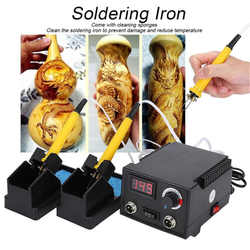 Professional Adjustable Temperature Pyrography Kit, Gourd Board Soldering Iron, AU Plug 220V 2