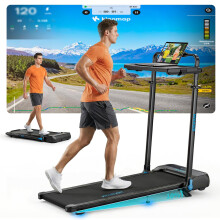 3.0HP Treadmills with 10% Incline Adjustable Height 1-14KM/H Under desk Walking Pad with Foldable Handrail Removable Desk Running Machine for Home/Off