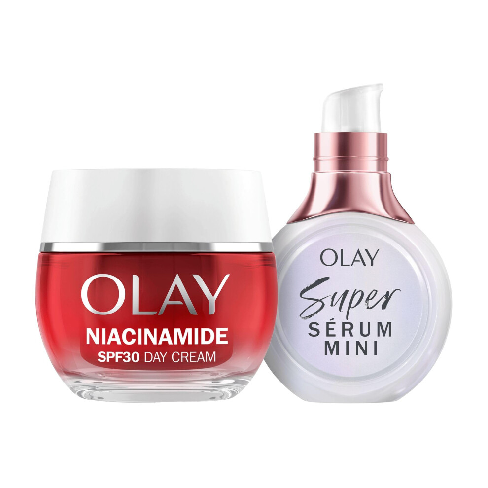Olay Super Powered Duo: Super Serum + Regenerist Niacinamide Spf30 Day Face Moisturiser Cream
