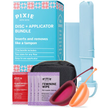 2 Menstrual Discs and Applicator Bundle - No Metals or Toxins - 100% Medical-Grade Silicone-Most Soft Reusable Period Disc - Inserts and Removes Like