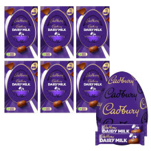 Cadbury Dairy Milk Chocolate Easter Egg, Includes 1 Extra Large Chocolate shell and 2 Cadbury Dairy Milk Bars, Gift for Easter 242 g (Pack of 6)