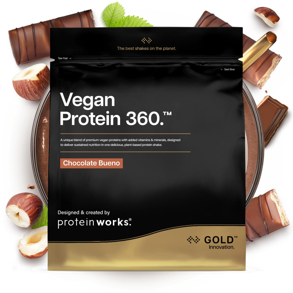 The Protein Works Protein Works | Vegan Protein 360 - Gold Innovation, Chocolate Bueno, 66 Servings, 100% Plant Based & Natural, Premium Multi-Protein Blend, Low Fat Sh
