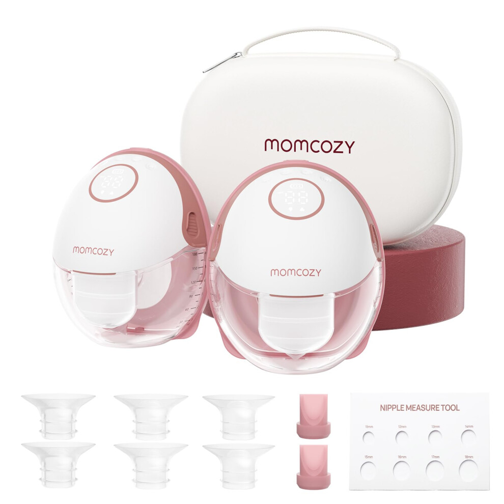 Momcozy M6 Breast Pump Hands Free Mobile Style, Wearable Breastfeeding Pump Ideal Rhythm For More Milk, Doublefit Flange More Fit & Discreet With 3 Mo