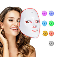 LED Mask Light Therapy – 7-in-1 Colored Facial Skin Care Mask for Home Use, Portable, Cordless and USB Rechargeable