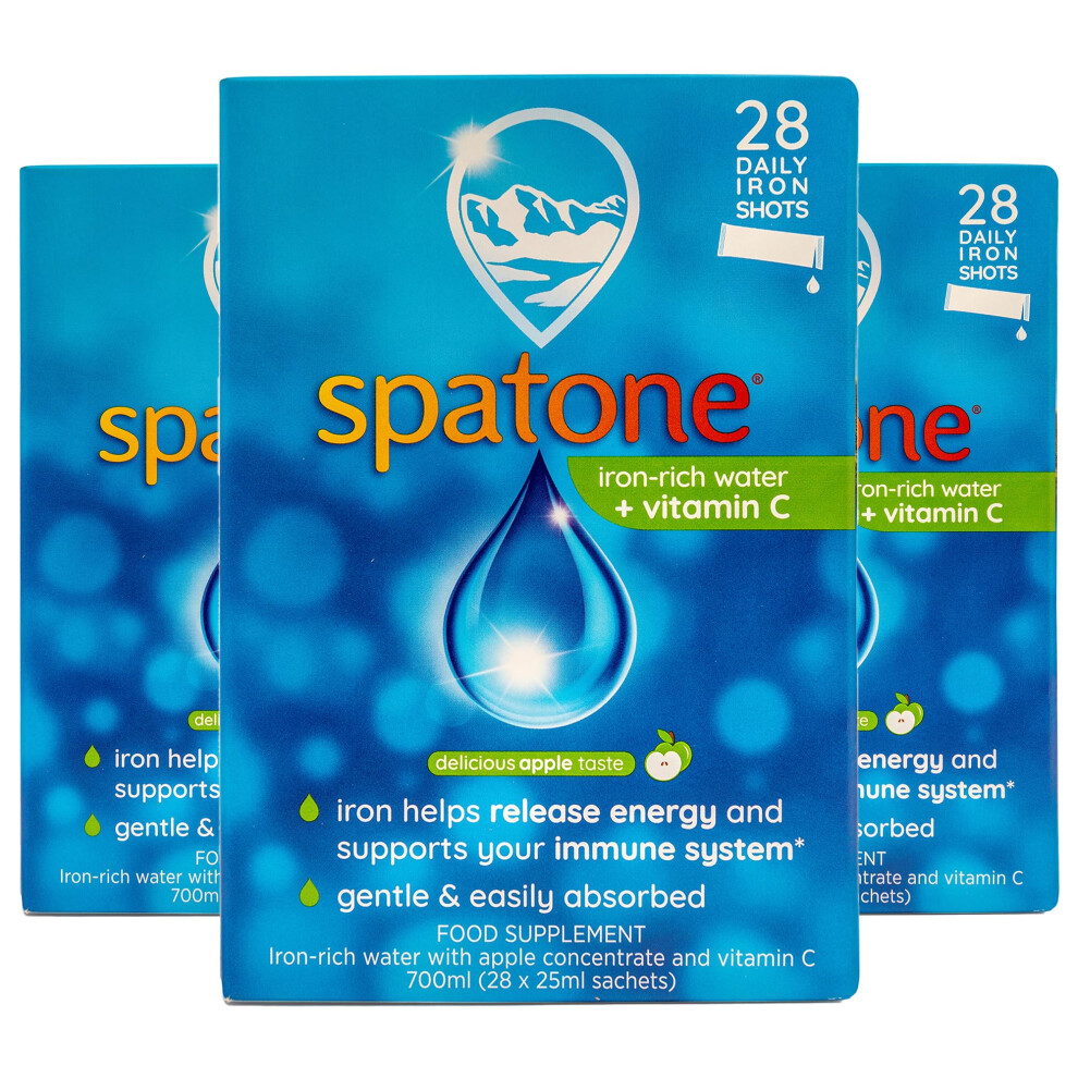 Spatone Natural Iron Supplement + Vitamin C (84 Sachets), Daily Convenient Liquid Iron Sachets, Nothing Artificial, Better Absorption Than Tablets, L