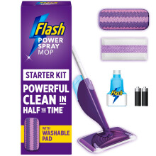 Flash Power Spray Mop Floor Cleaner Starter Kit, All-In-One Mopping System (6 Disposable + 1 Washable Pad + 1.25L Refill), Powered Deep Clean For Your