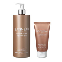 GATINEAU Golden Glow Gradual Tan - 400ml + 75ml, Self Tan Lotion + 2 in 1 Body Moisturiser, Easy Application, Coconut Oil & Vitamin E, Buildable Natur