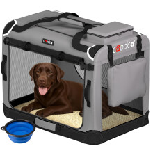 CADOCA XXL Dog Crate - Fabric | Dog Cage Foldable Portable Indoor & Car Travel Pet Carrier for Pets | Lightweight with Mesh Windows | Puppy, Kitten,