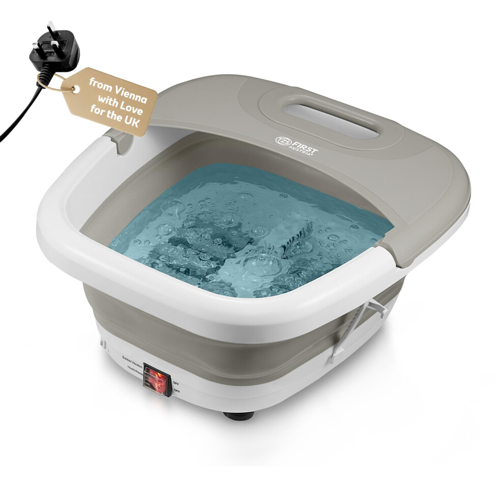 Tzs First Austria - Foldable Foot Spa Foot Massager 450W With 3 Attachments & 8 Massage Rollers - Foot Bath With Vibration & Air Bubble Massage, Infra