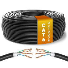 Mr. Tronic Outdoor Waterproof Cat 6 Ethernet Cable 50m, High Speed LAN Ethernet Network Cable, Bulk Cat6 Internet, 1 Gbps, 250 Mhz, ADSL AWG24, UTP CC