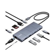 Anker USB C Hub, 11-in-1 Docking Station Dual Monitor, 10 Gbps USB-C and USB-A Data Ports, 4K HDMI and DisplayPort, 85W Power Delivery, 2 Data Ports,