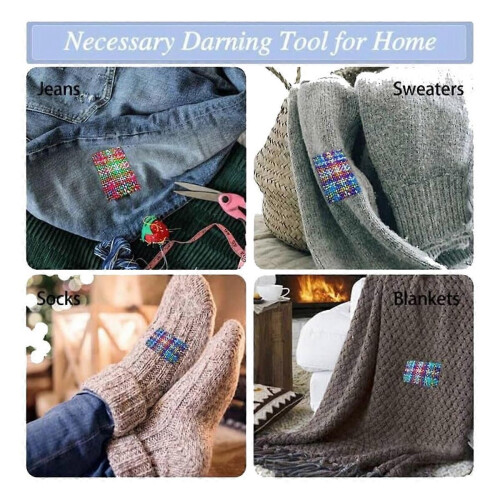 Darning Mini Loom Kits Machine with Threads, Complete Darning Kit for Beginners Quickly Mending Jean 2