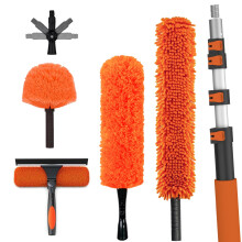 LAANPOLE 6m Feather Duster Kit with Telescopic Pole, Extendable Microfiber Duster for High Ceiling, Long Handled Duster Kit with Cobweb Brush & Telesc