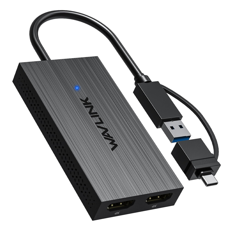 Wavlink Usb 3.1 & Usb C To Dual Hdmi Adapter, Displaylink 4K@60Hz Dual Monitor Hub, Compatible With Macbook M1/M2/M3/M4, New Macbook Neo & Windows 6955362055653