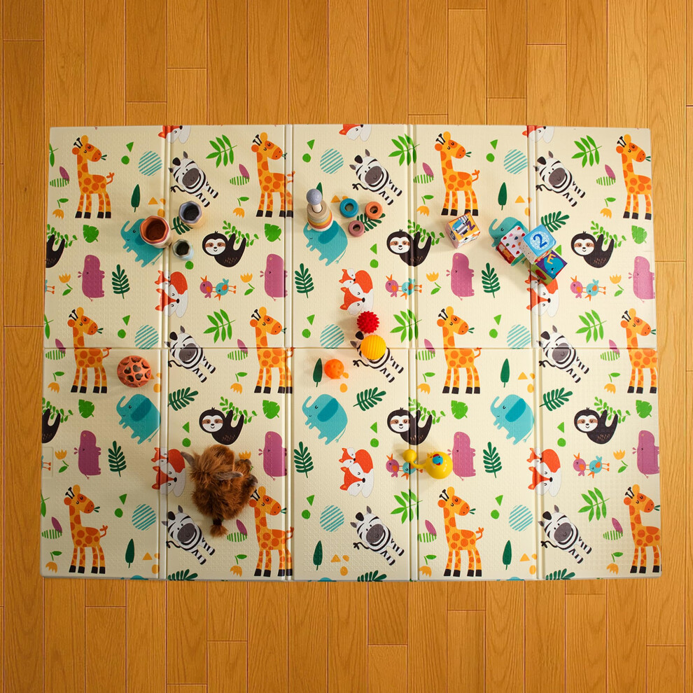 1.98X 1.48M Folding Wildlife Mat | Thick Padded Xpe Baby Crawl Mat | Waterproof | Safe Kandytoys