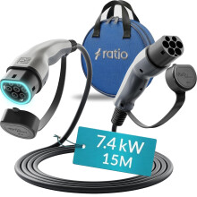 Type 2 Charging Cable 7.4kW | 32A | 15M | 1-Phase | Mode 3 | 15 Metre Type 2 to Type 2 EV Charging Cable 7kW Electric Car Charger, Fast EV Vehicle Cha