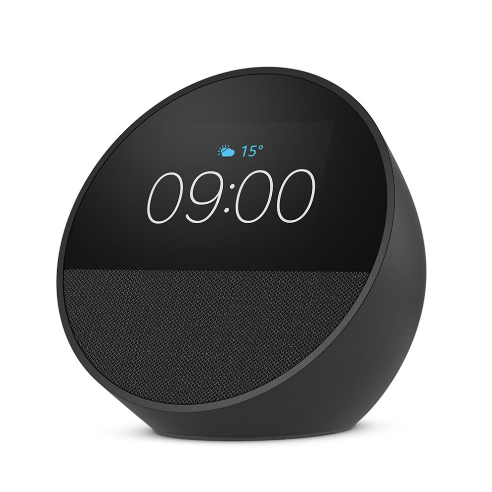Amazon Echo Spot (Newest Gen), Smart Alarm Clock With Vibrant Sound, Black, With Alexa+ Early Access
