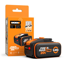 WORX WA3645 PowerShare Pro: High-Capacity 20V 5.0Ah Lithium Battery with BMS and Intelligent Power Control for Extended Runtime and Performance