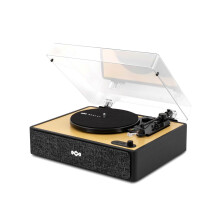 House of Marley Rise Up Bluetooth Turntable - 3-Speed Vinyl Record Player with Built-in Speakers, 2-Way Streaming, Bamboo Finish & Dust Cover, Sustain