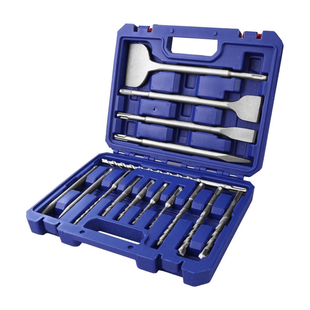 Workpro Sds Plus Drill Bit Set With Chisel Bits 16-Piece, Rotary Hammer Drill Bits Set For Masonry Concrete, Brick, Cement And Stone 5051226941801