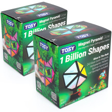 TOSY Magnet Pyramid Glow - 1 Cube Transforms into 1 Billion Shapes (Bunny, Egg Basket, Flowers, Heart), Easter Birthday Gift, 12 pcs, 243 Magnets, Glo