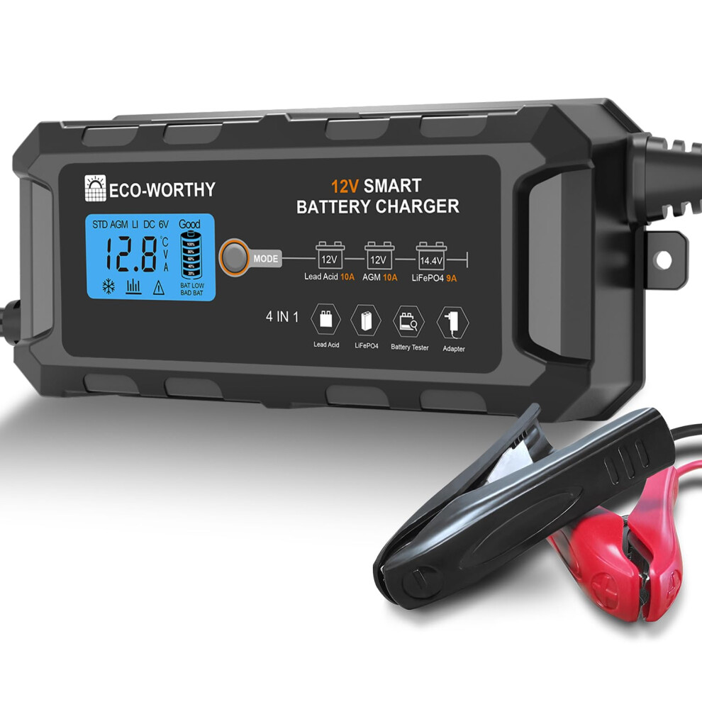 Ecoworthy 12V 10A Lifepo4 Battery Charger Automatic Smart And Maintainer Uk 4808259121271