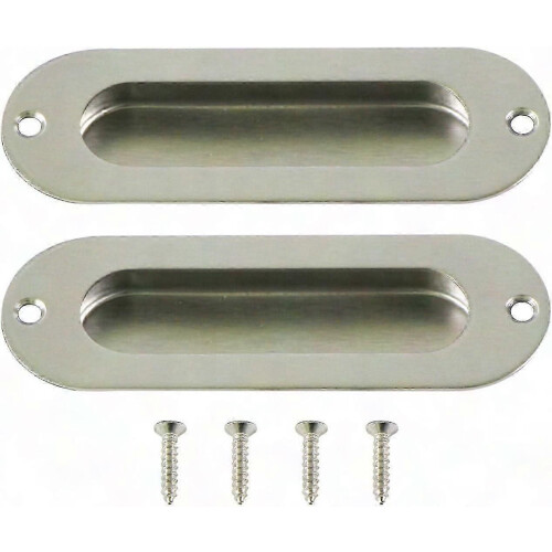 Flat Pull Handle Kit for Sliding Doors - One Piece Stainless Steel Design