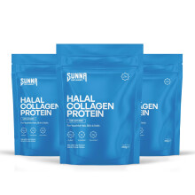 SUNNA SUPPLEMENTS - Pack of 3 Halal Bovine Collagen Protein Powder for Hair, Skin, Nails, and Joints. Type I & III Hydrolysed Premium Bovine Collagen