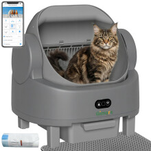 Gimars Open Top Design Self Cleaning Litter Box, Automatic Cat Litter Box for Multiple Cats & Senior Cats, App Control with Safety Sensors, Low Odor,