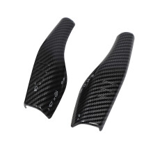 2PCS Steering Wheel Gear Shift Cover Real Carbon Fiber Scratch Proof Replacement for Tesla Model 3 Y Forging Matte