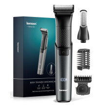 Kensen Body Hair Trimmer Men, 2-in-1 Body Shaver & Pube Trimmer, Manscap Intimate Ball Razor Wet Dry, 100 Min Runtime, Attachment Combs 1-10 mm, Type-