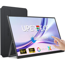 UPERFECT Portable Monitor Touchscreen 15.6" FHD 1080P w/Sleeve, 10-Point Touch Screen with Kickstand & VESA, 125% sRGB IPS Display, Mini HDMI Type-C,