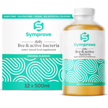 Symprove Liquid Probiotic, Billions of Live & Active Bacteria, Original Flavour, Water-Based, Dairy & Gluten Free, Vegan (12 x 500ml)