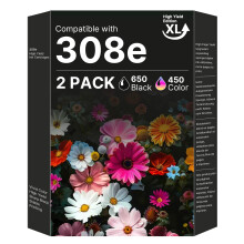 308e (XL) Black and 308e (XL) Colour Ink Cartridge High Page Combo Pack Compatible for HP 308 308e Ink Cartridges for HP Envy 6122e 6532e 6520e 6132e