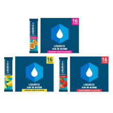 Liquid I.V. Hydration Sachets | Lemon Lime + Passion Fruit + Strawberry | Electrolyte Powder Mix | 3 Pack (48 Sticks) | 7 Vitamins and Minerals | Vega