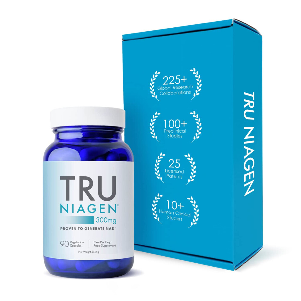 Tru Niagen Nad Supplement Niacin As Nicotinamide Riboside 300Mg X 90 Capsules (1 Daily) 3 Month Supply, Contributes To Energy Metabolism, Reduction Of