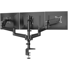 HUANUO Triple Monitor Stand Desk Mount for 17-32 Inch Screens, Adjustable Arms With Tilt, Swivel, 2 Mounting Bases, Each Arm Holds up to 8KG, VESA 75x