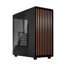 Fractal Design North Charcoal Black Tempered Glass Dark - Wood Walnut front - Glass side panel - Two 140mm Aspect PWM fans included - Type C USB - ATX