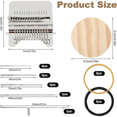 Mini Machine Kit, Wooden Weaving Tool with Stainless Steel , Type Weave Tool for Beginners Quickly 2